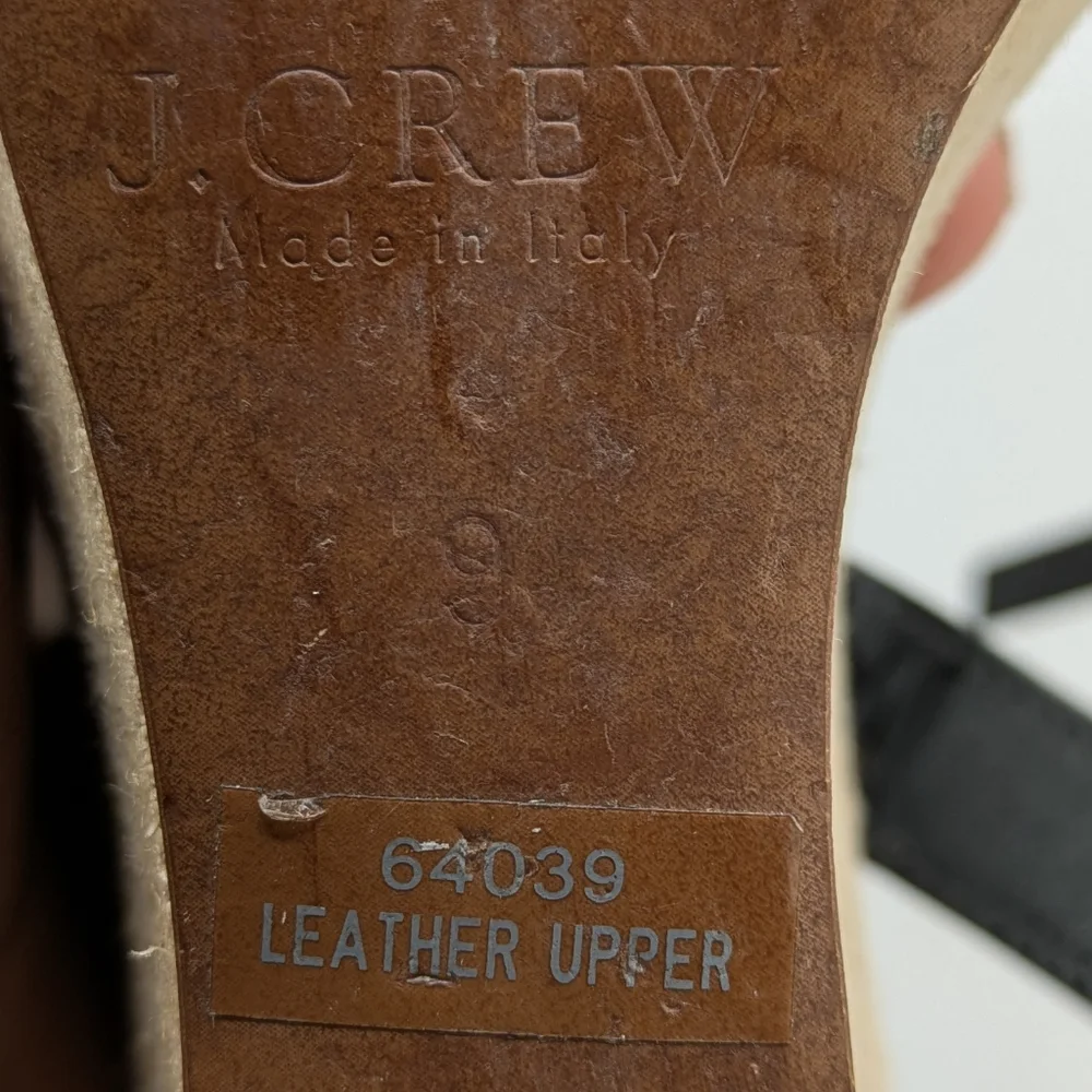 J.Crew LILA Black Patent Leather Strappy Platform Wedge Sandals Made in Italy 9